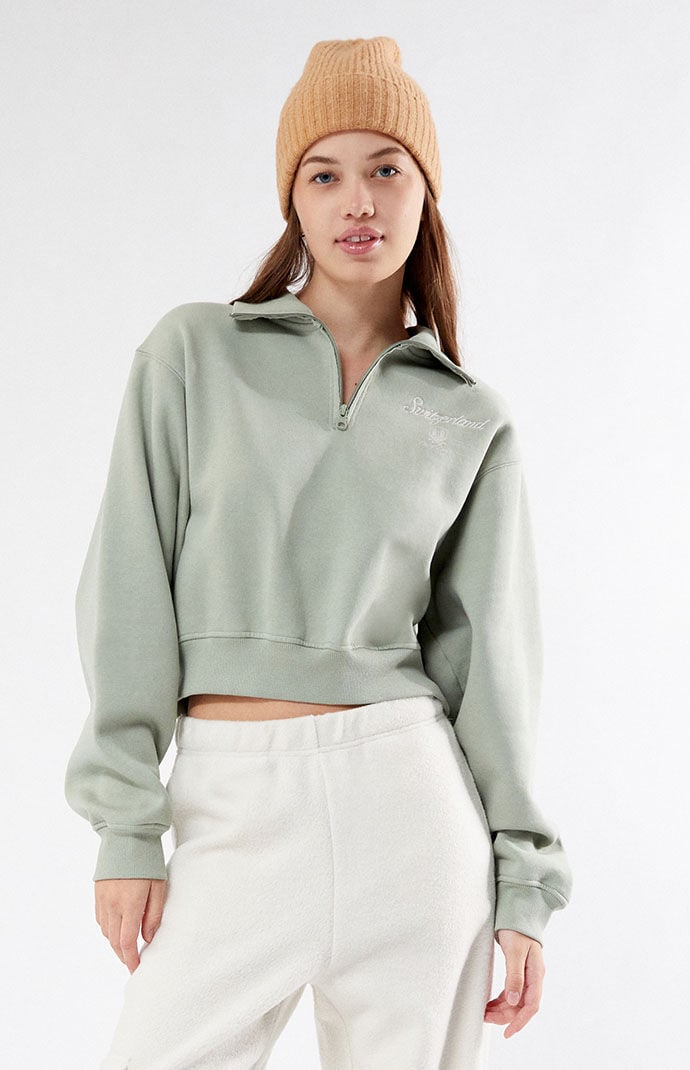 La hearts half discount zip cropped sweatshirt