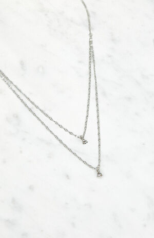 Silver Layered Rhinestone Necklace image number 2