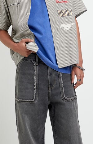 Blake Extreme Baggy Jeans Frayed Pocket Faded Black image number 5