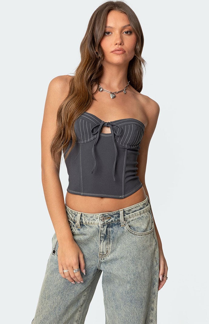 Edikted June Tie Front Strapless Corset