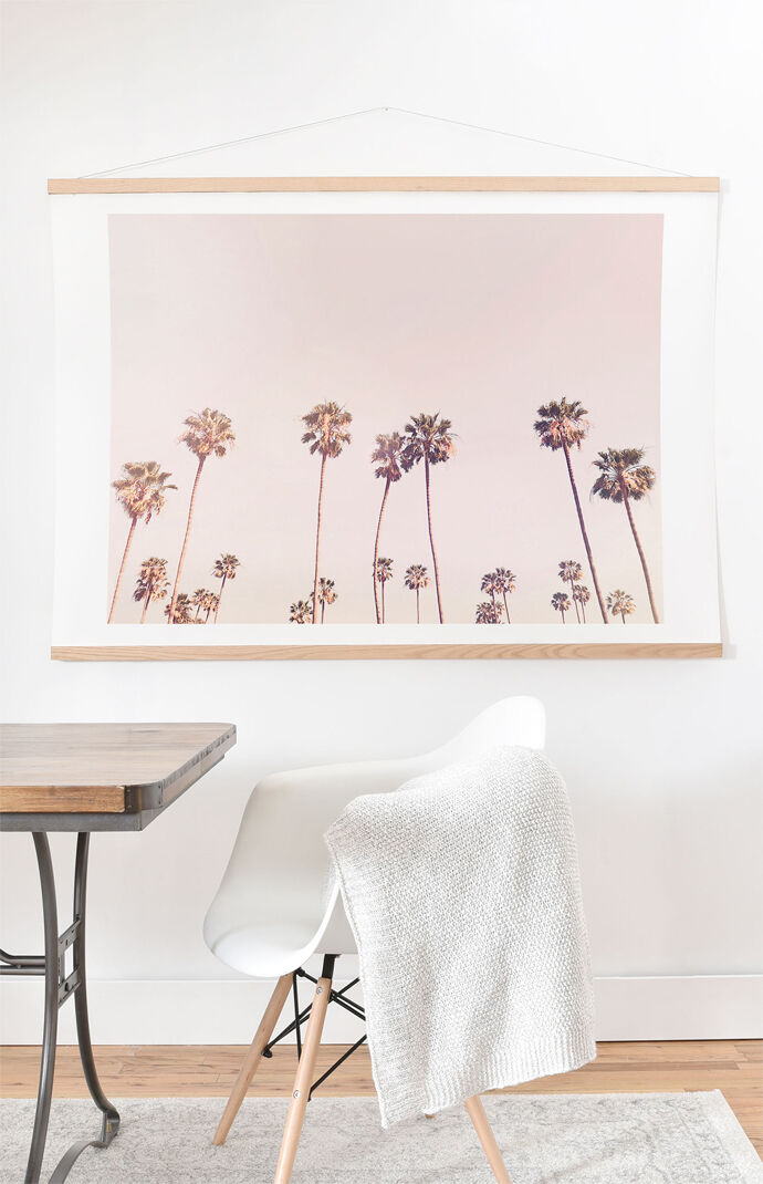 Sunny Cali Palm Tress Art Print with Wooden Hanger