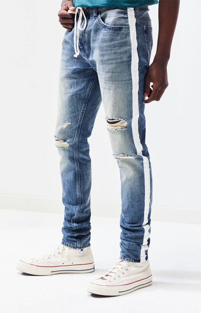 jeans with colored stripes