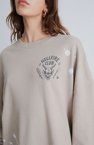 Beige Hellfire Club Oversized Sweatshirt image number 2