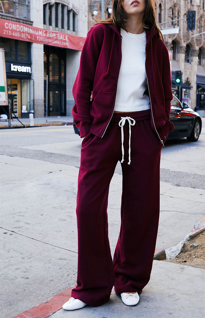 John Galt Burgundy Christy Full Zip Hoodie | Pacsun