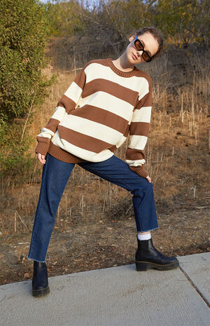 John Galt Cream & Brown Brianna Striped Sweater | PacSun - Wishupon
