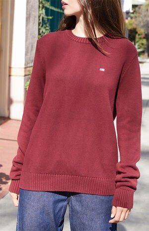Burgundy Flag Embroidered Sweater image number 1