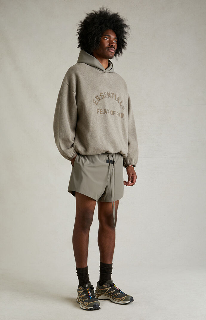 ESSENTIALS NYLON FLEECE HOODIE パーカー Fear of God Essentials Black Nylon Fleece Hoodie | Pacsun