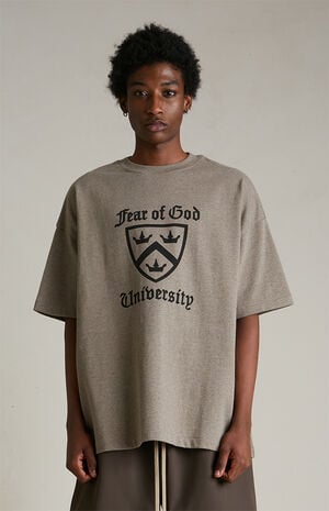 Heather Grey Heavy Crew Neck T-Shirt image number 2
