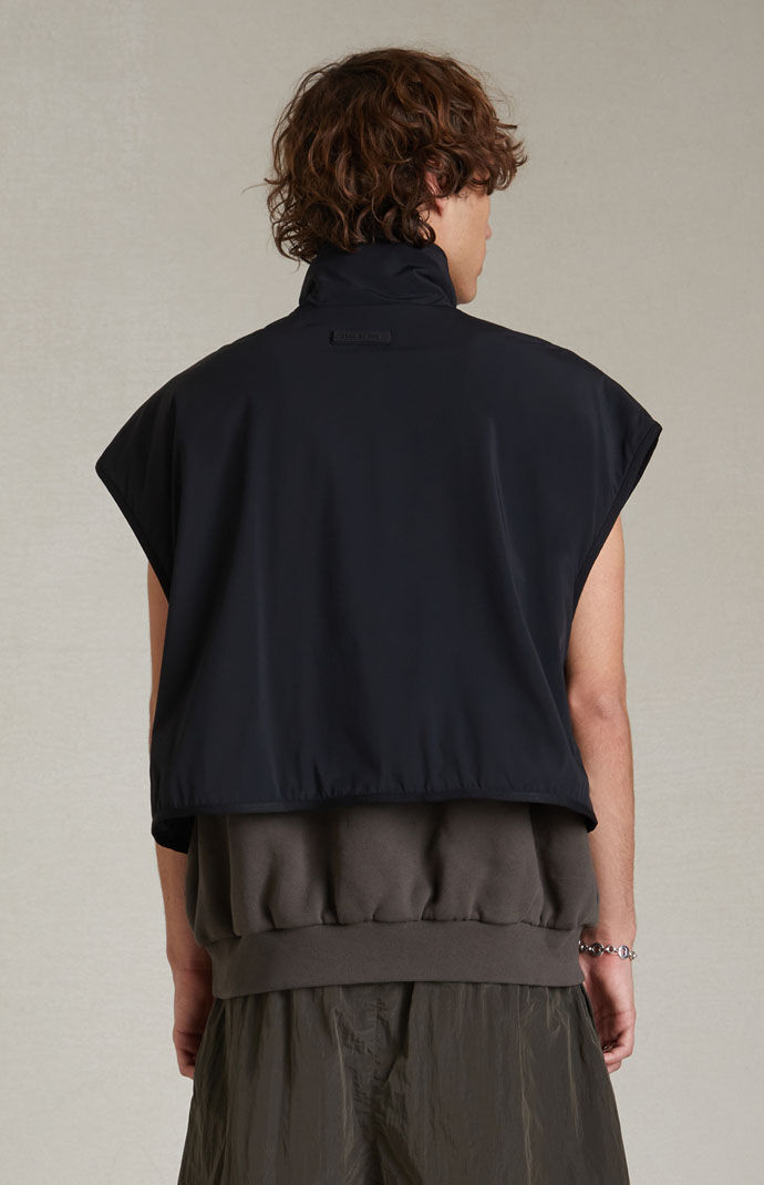 【ESSENTIALS】Nylon Fleece Mockneck Sweater/Ink / Jet Black Kids Fear of God Essentials Black Nylon Fleece Mock Neck