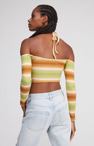 Striped Valedictorian Cold Shoulder Top image number 4