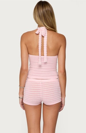 Lovina Textured Striped Halter Top image number 4