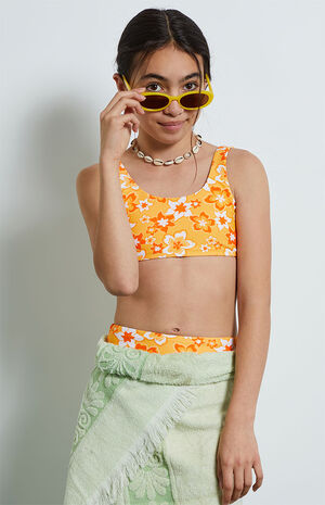 Orange Floral Bikini Top & Bottom Set image number 2