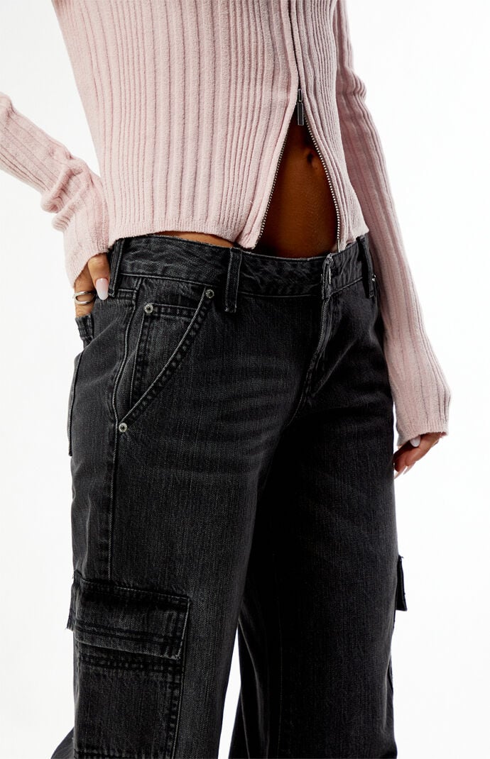 Pacsun Zoe Low Rise Jeans Cargo Washed Black