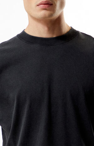 Washed Black Solid Soft Oversized T-Shirt image number 2