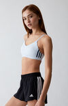 Light Blue Recycled All Me 3-Stripes Sports Bra Light Blue Recycled All Me 3-Stripes Sports Bra image number null