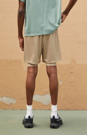 Active Tan Mesh 2 in 1 Shorts image number 4