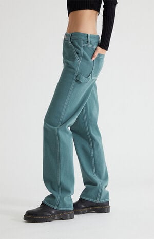 Teal Low Rise Carpenter Pants image number 2