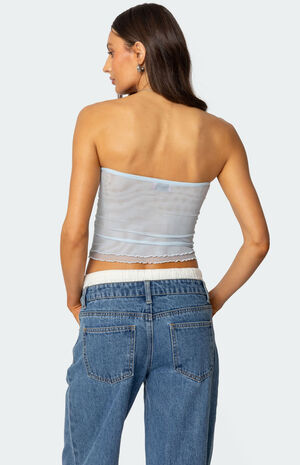 Rori Ruffle Knit Sheer Mesh Top image number 5