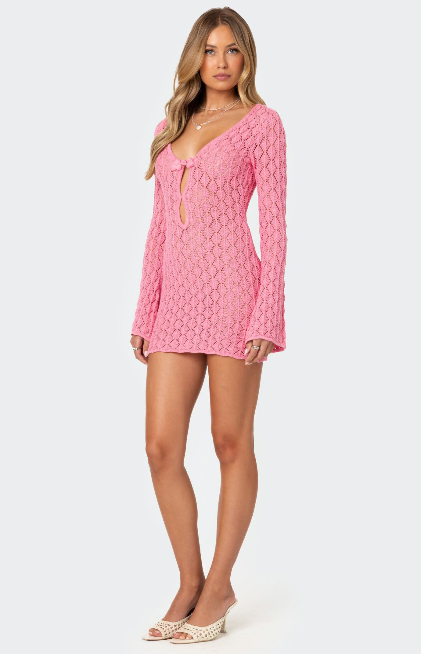 Edikted Brie Cut Out Crochet Mini Dress | Pacsun