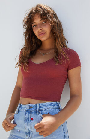 Flecked V-Neck T-Shirt image number 1