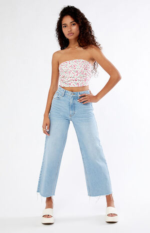 Strapless Floral Challis Tube Top image number 1