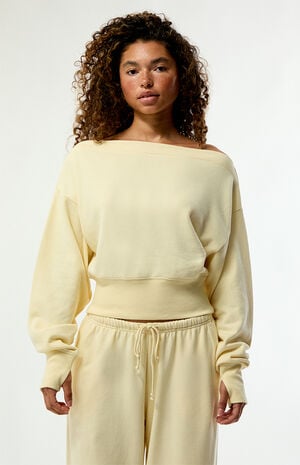 Active French Terry Off-The-Shoulder Sweatshirt image number 3
