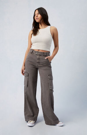 Brown Mid Rise Baggy Cargo Pants image number 1