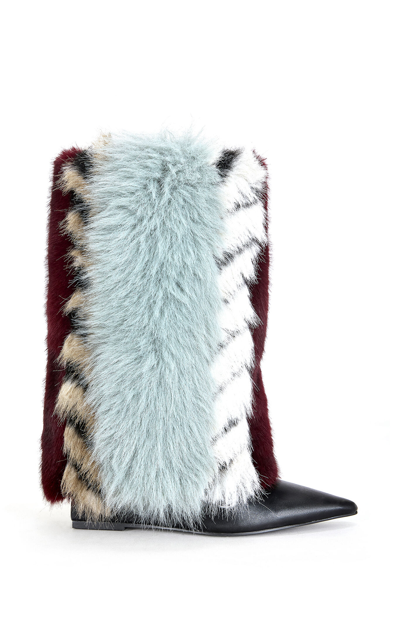 AZALEA WANG Briash Blue Faux Fur Booties