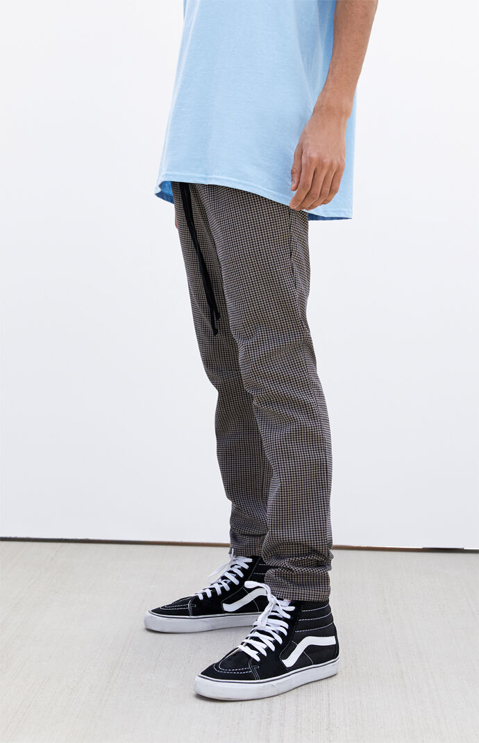 Brown Plaid Menswear Slim Fit Pants