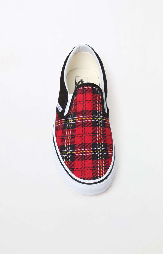 Plaid vans hotsell slip ons