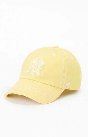 Yellow NY Weathered Strapback Hat image number 4