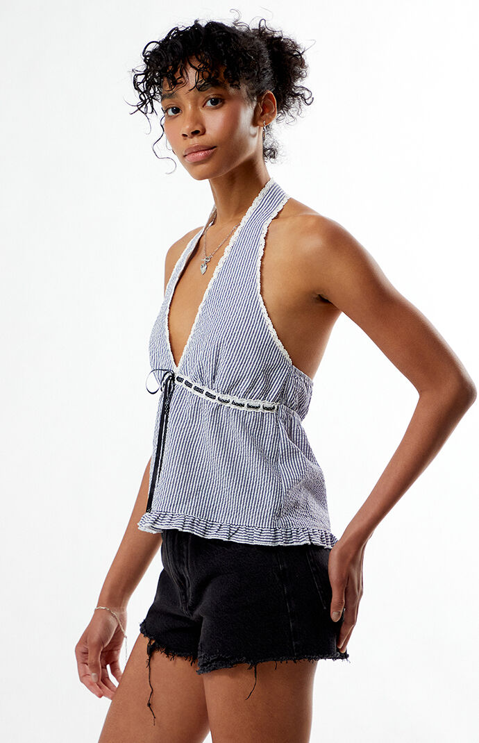 本日限定　shirred frill halter tops Shirred Ruffled Halter | One Nine Five