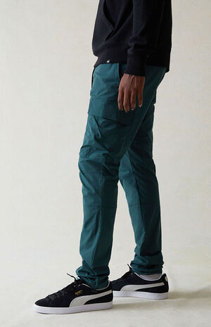 Stretch Dark Green Slim Cargo Pants image number 4