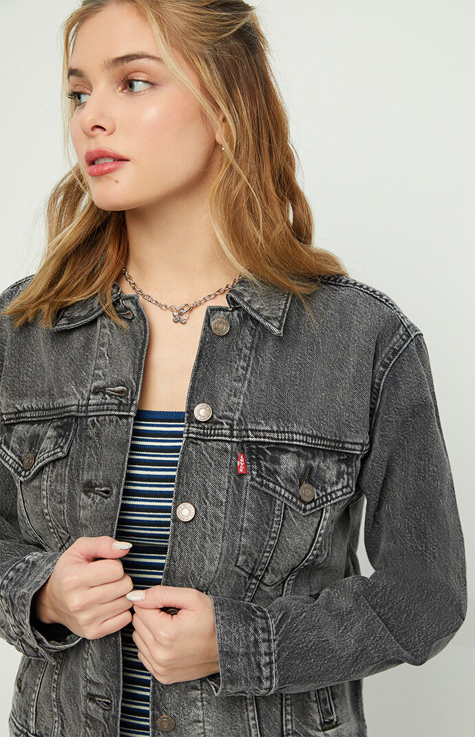 levis ex boyfriend trucker jacket black