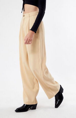 Beige High Waisted Trousers image number 3
