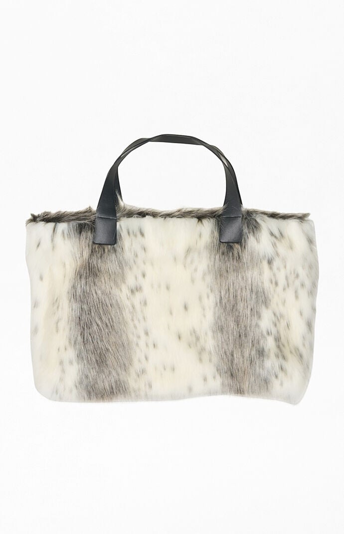 AZALEA WANG Cream Confidante Faux Fur Handbag