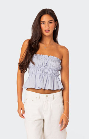 Katherine Linen Scrunch Tube Top image number 4
