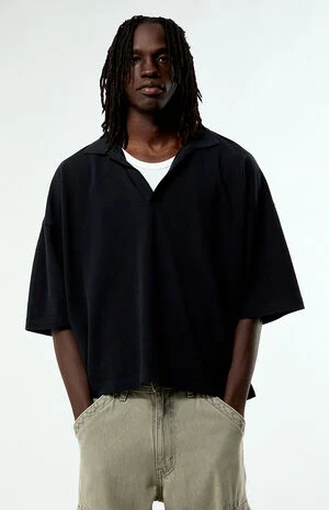 Black Solid Polo Shirt image number 1