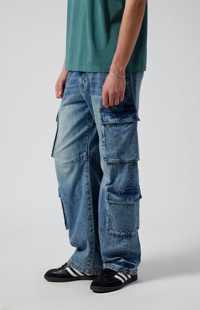 Pacsun Mason Baggy Barrel Jeans Cargo Dark Indigo | Pacsun