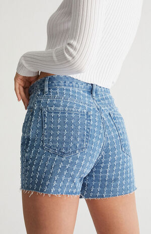 Light Blue Ripped Girlfriend Denim Shorts image number 2