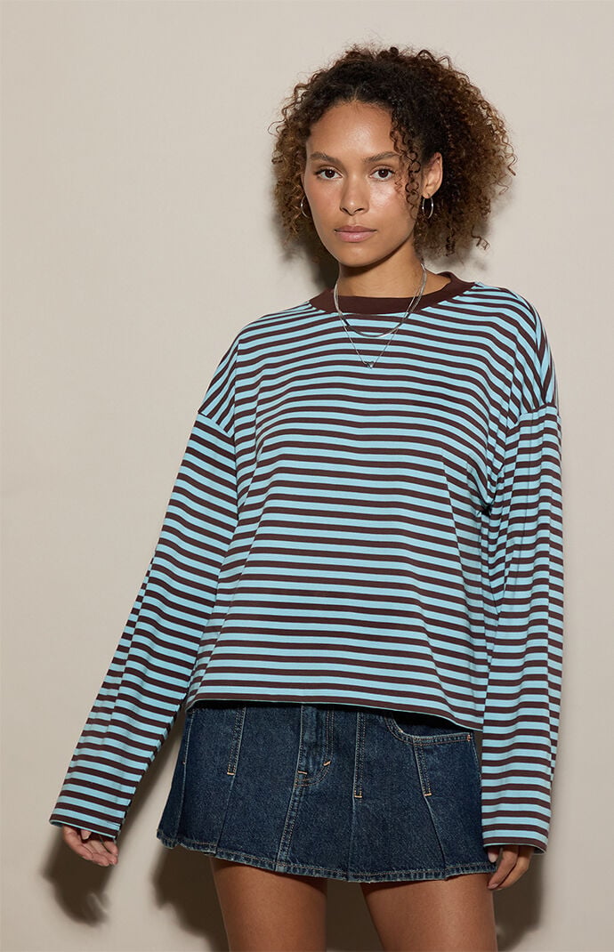 Pacsun Drew Striped Boxy Long Sleeve T-Shirt
