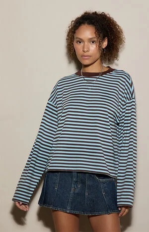 Drew Striped Boxy Long Sleeve T-Shirt image number 1