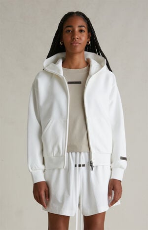 Women's Cloud White Classic Zip Up Hoodie image number 3