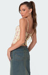 Indira Printed Cupped Lace Up Corset
