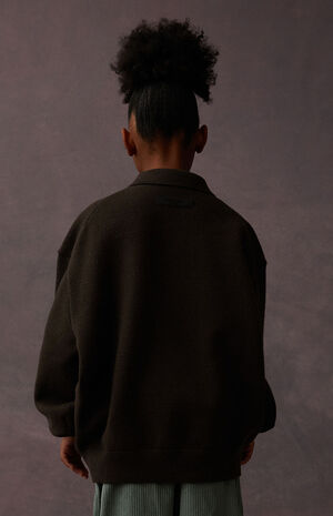 Off Black Knit Polo Sweater image number 5