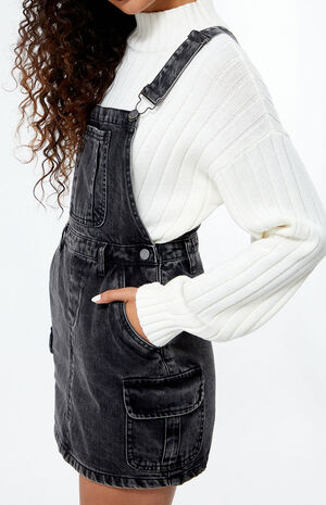 Washed Denim Skirt Overalls image number 3