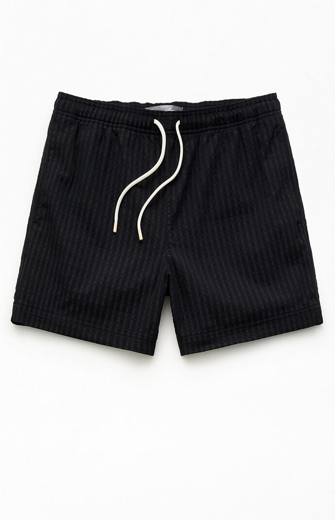 Pacsun Black Hudson Striped 5.5" Swim Trunks
