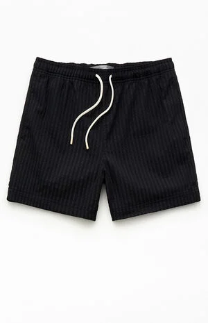 Black Hudson Striped 5.5" Swim Trunks image number 1