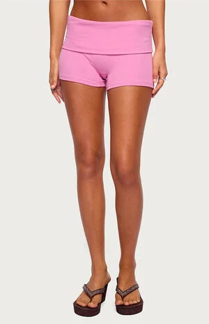 Audrea Ribbed Foldover Biker Shorts image number 1