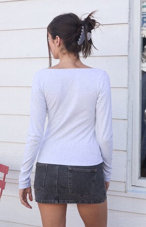 Gray Amara Surplice Long Sleeve Top image number 3
